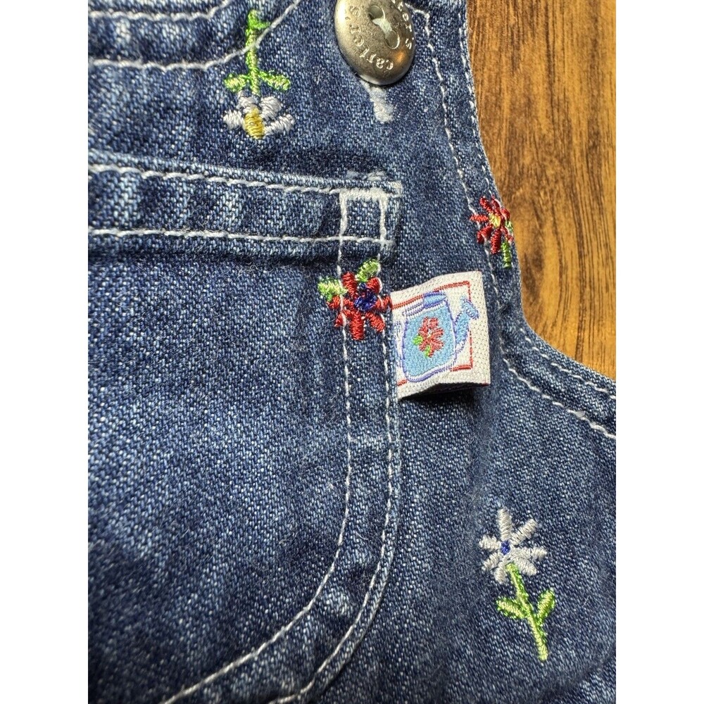 Vintage Carter’s Embroidered Flower Denim Overalls 12-18M Y2K 90s Baby Girl - Picture 5 of 10